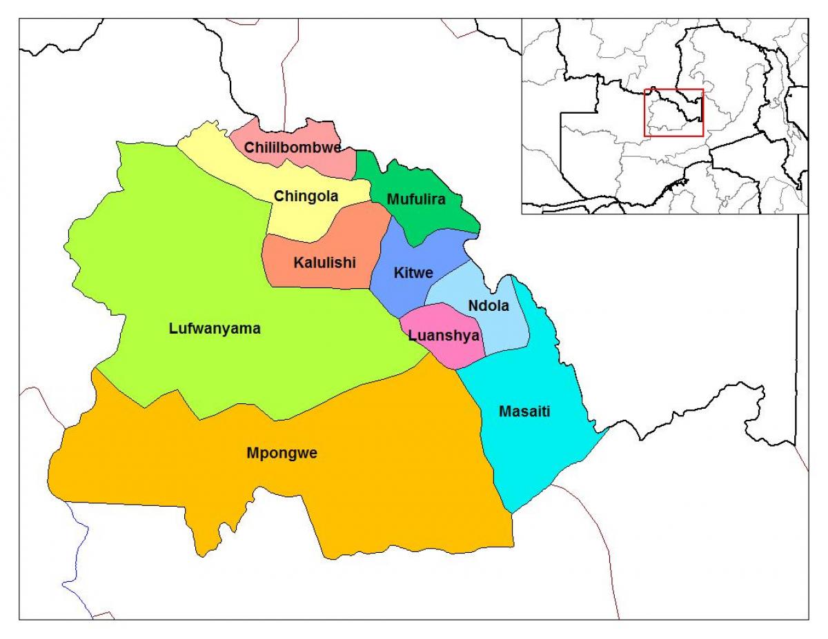 χάρτης της copperbelt επαρχία, Ζάμπια