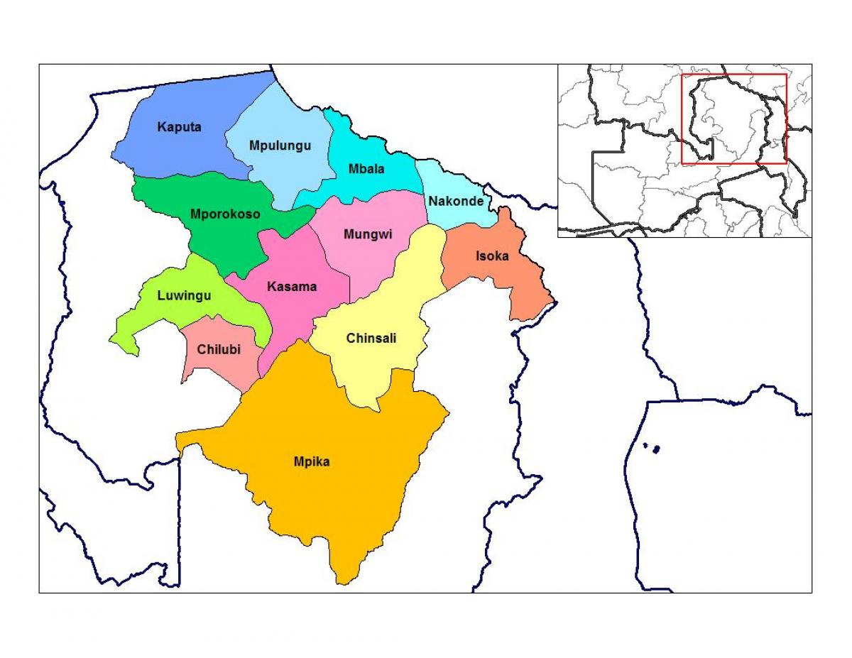 Χάρτης της βόρειας επαρχίας της Ζάμπια