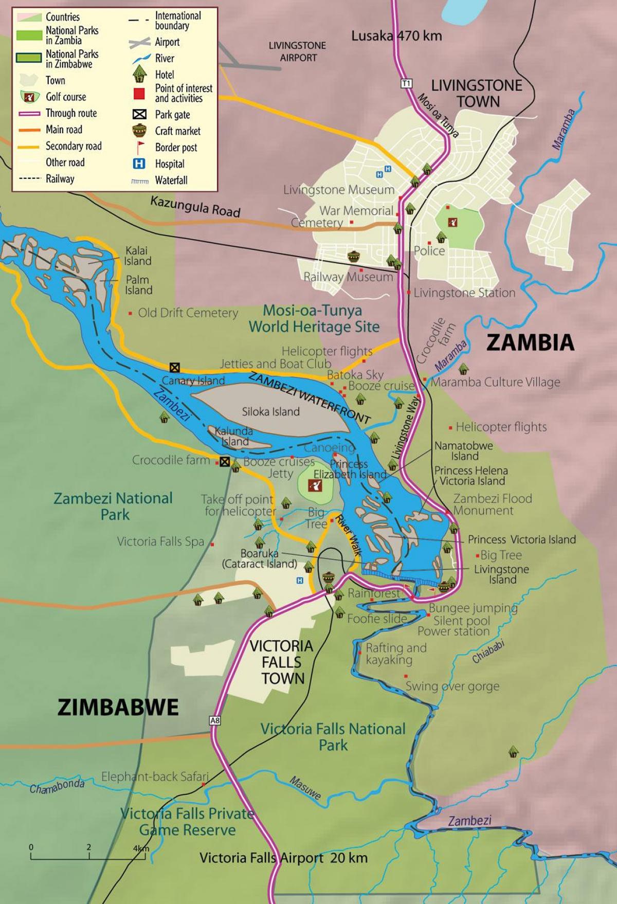 χάρτης της λίβινγκστον πόλη Ζάμπια