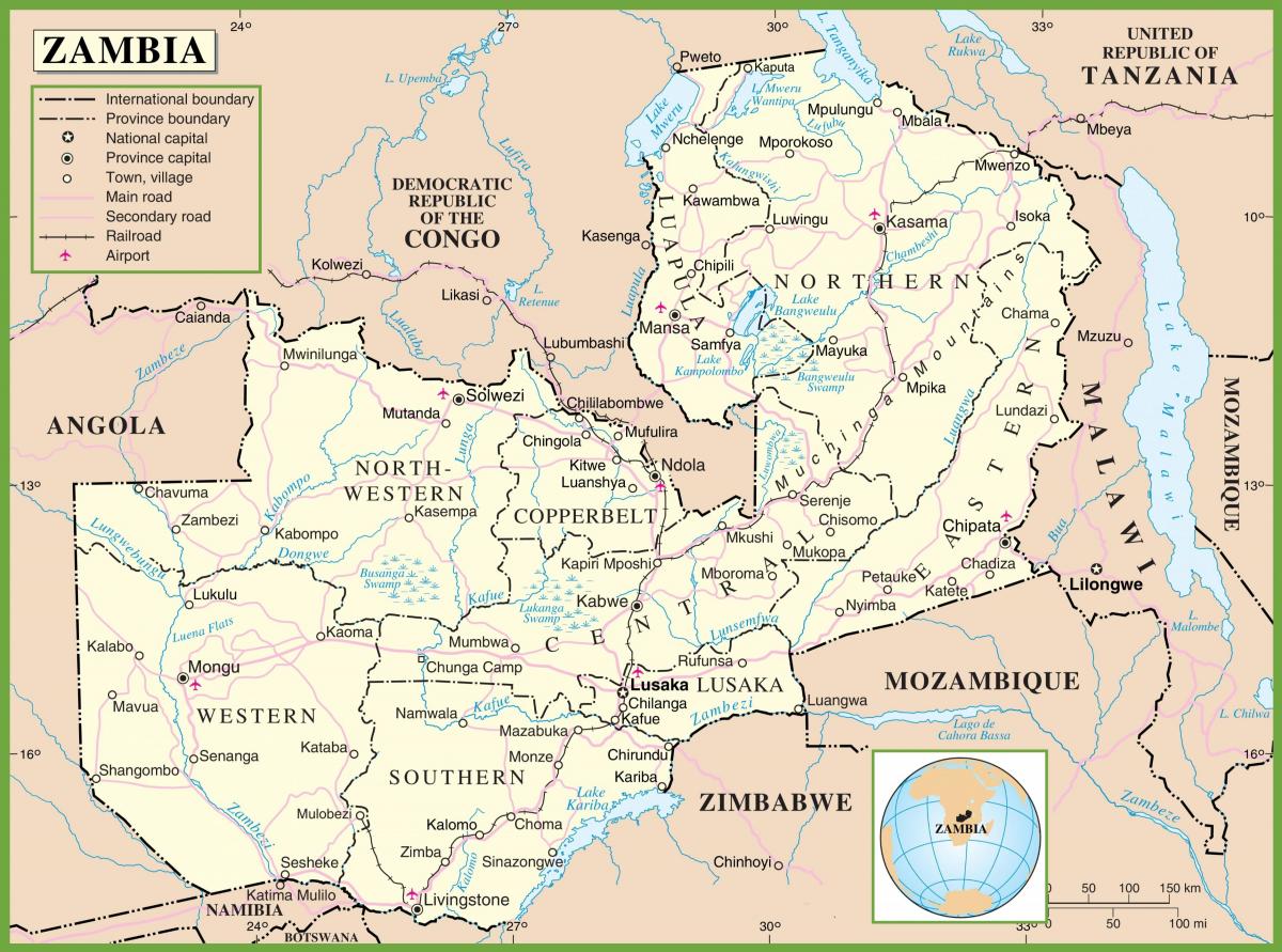 ο χάρτης της Ζάμπια