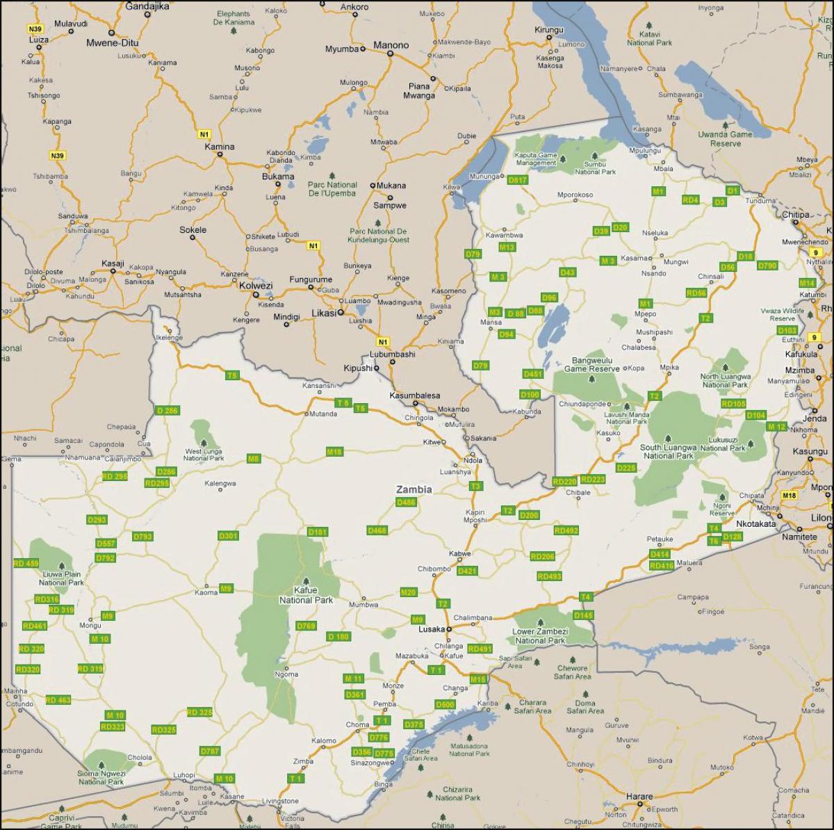 Χάρτης λεπτομερείς Ζάμπια